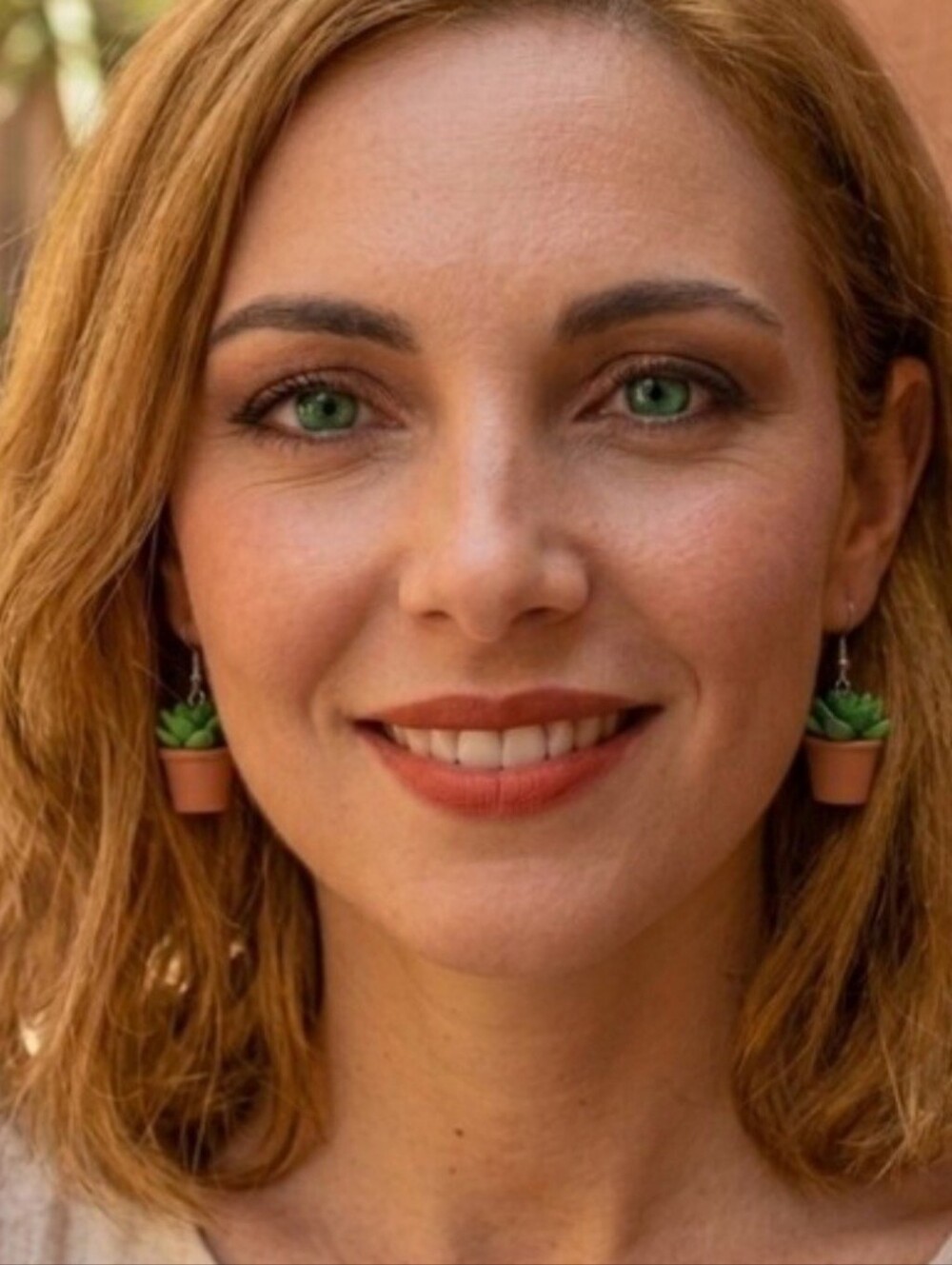 Green Succulent Plant Design Dangle Earrings Cute Elegant Style Resin Jewelry Cr